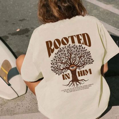 Rooted In Him Christian Washed T-Shirt