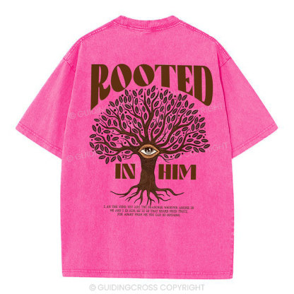 Rooted In Him Christian Washed T-Shirt