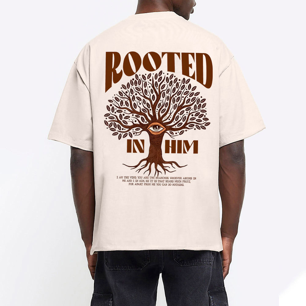Rooted In Him Christian Washed T-Shirt