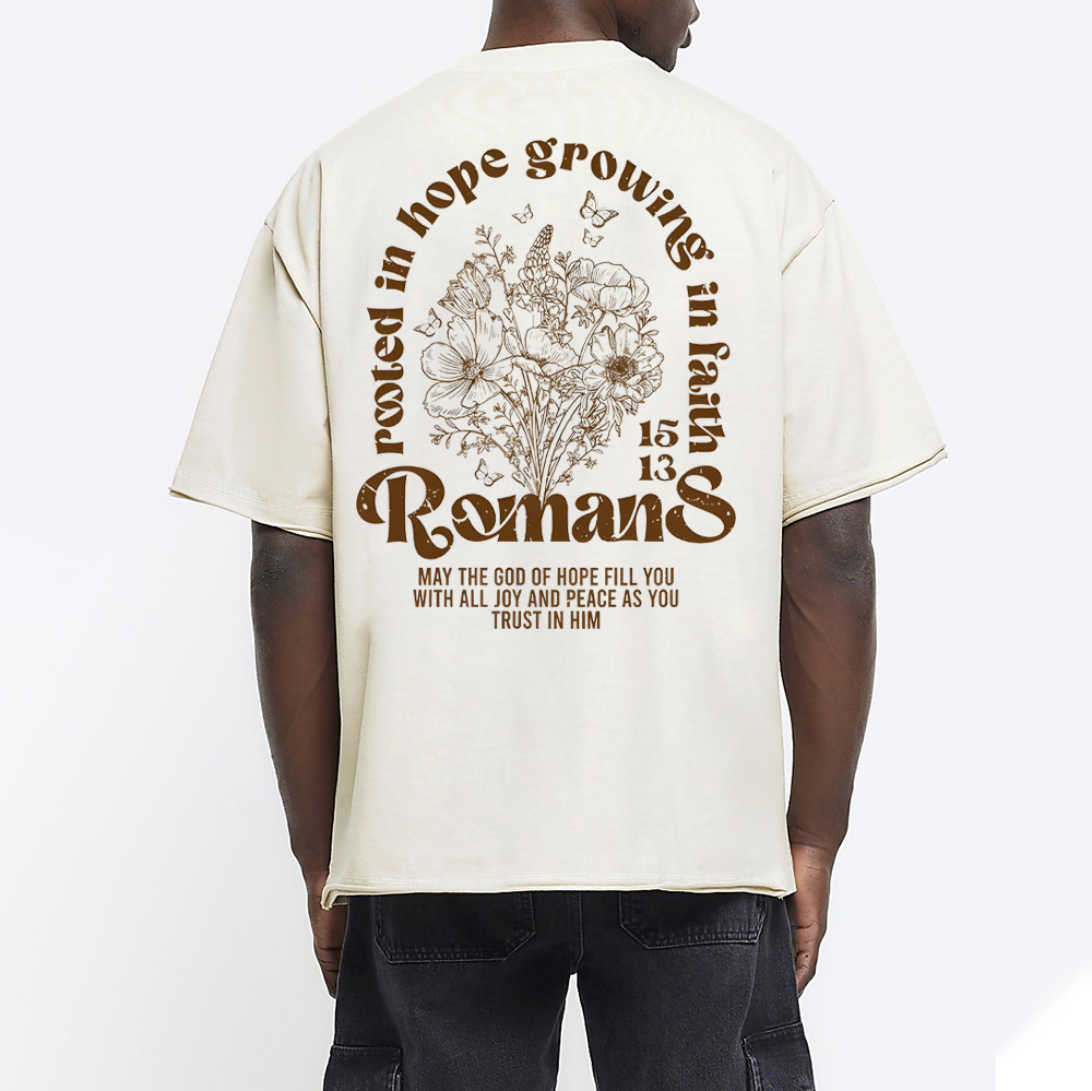 Rooted In Hope Growing In Faith Christian Washed T-Shirt