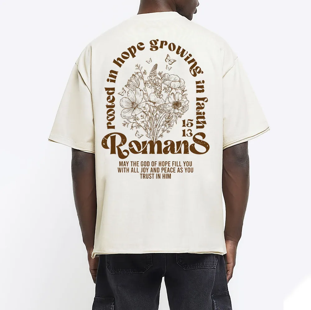 Rooted In Hope Growing In Faith Christian Washed T-Shirt