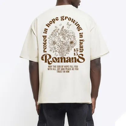 Rooted In Hope Growing In Faith Christian Washed T-Shirt