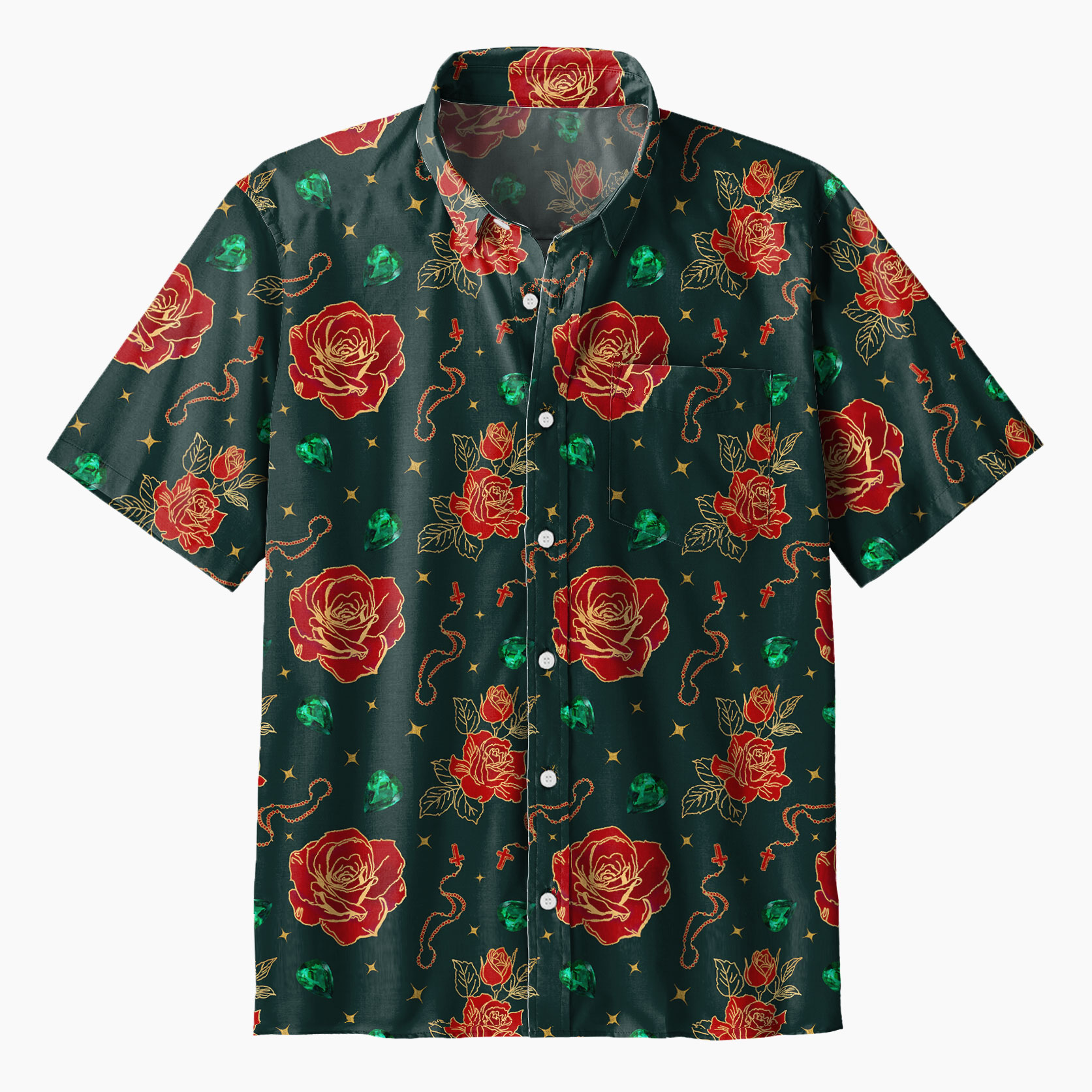 Rosary Beads And Rose Christian Hawaiian Shirt