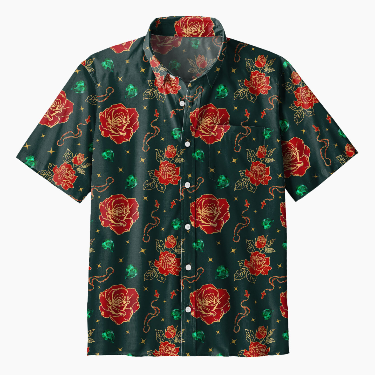 Rosary Beads And Rose Christian Hawaiian Shirt