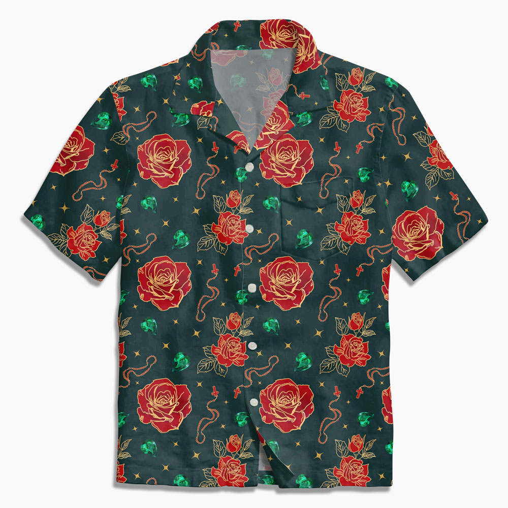 Rosary Beads And Rose Christian Hawaiian Shirt