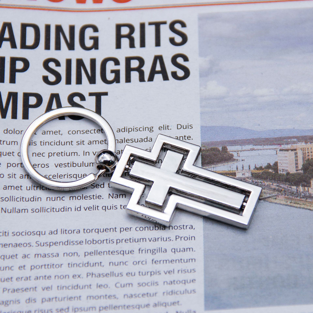 Rotatable Cross Metal Keychain