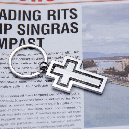 Rotatable Cross Metal Keychain