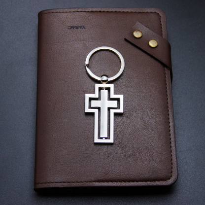Rotatable Cross Metal Keychain
