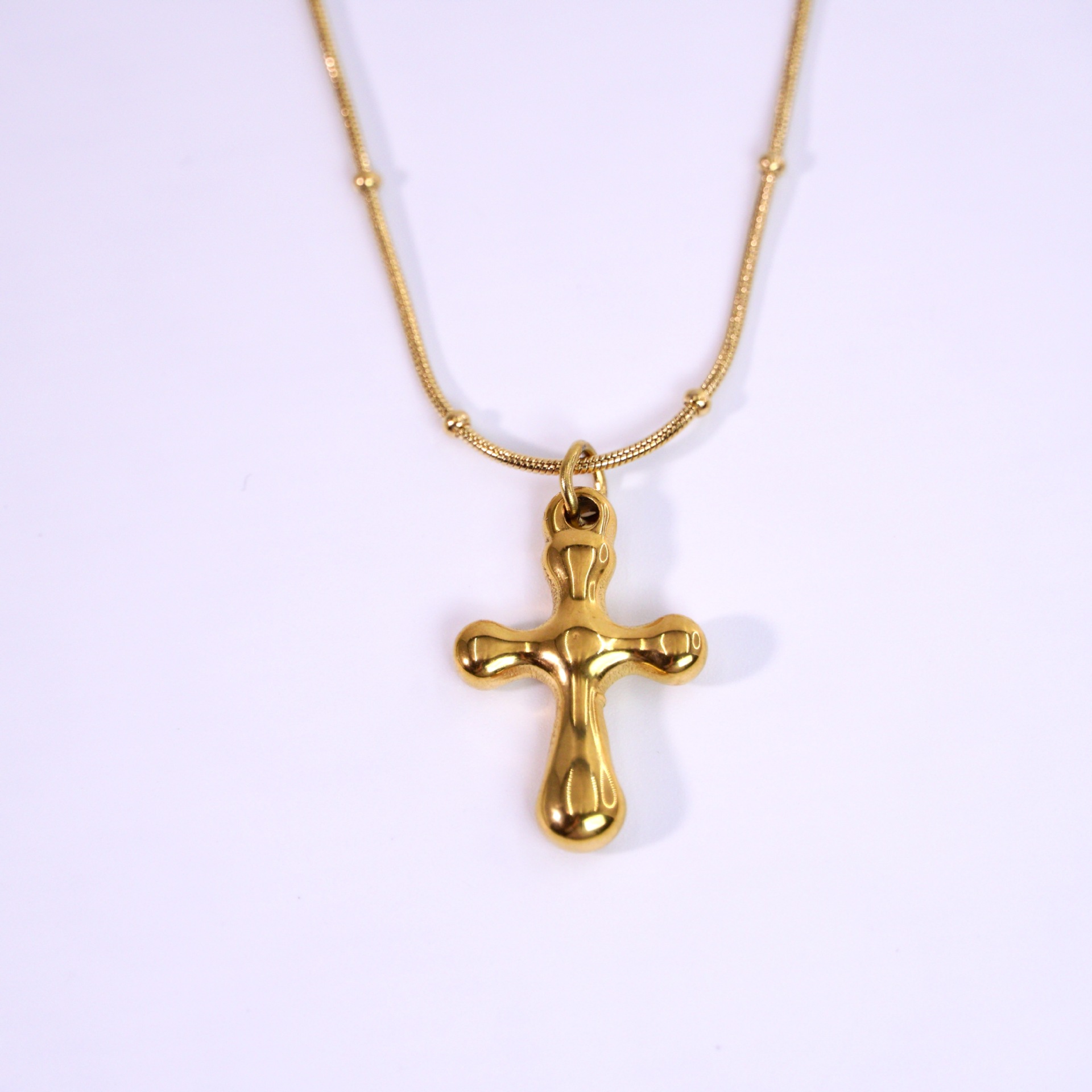 Rounded Adorable Minimalist Cross Necklace 