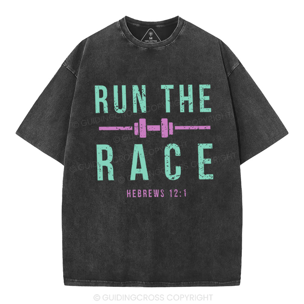 Run The Race Christian Washed T-Shirt