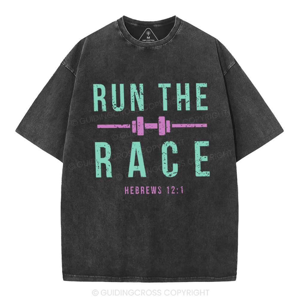 Run The Race Christian Washed T-Shirt