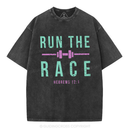Run The Race Christian Washed T-Shirt