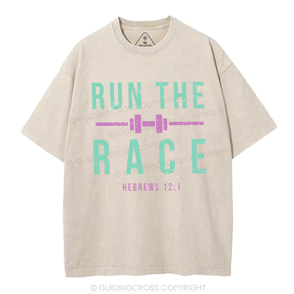 Run The Race Christian Washed T-Shirt