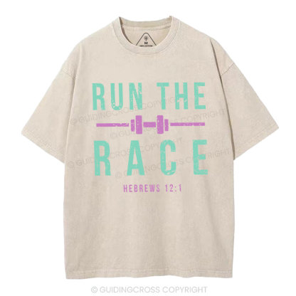 Run The Race Christian Washed T-Shirt