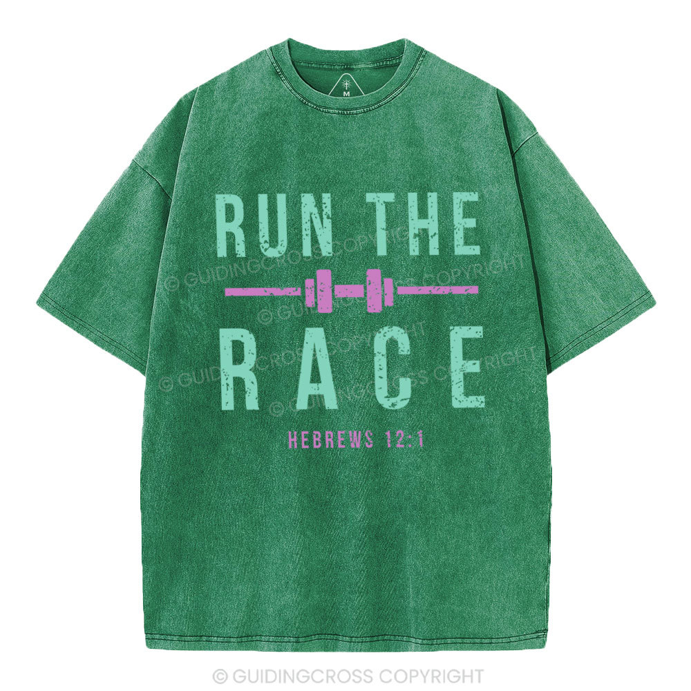 Run The Race Christian Washed T-Shirt