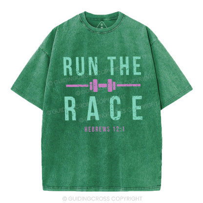 Run The Race Christian Washed T-Shirt