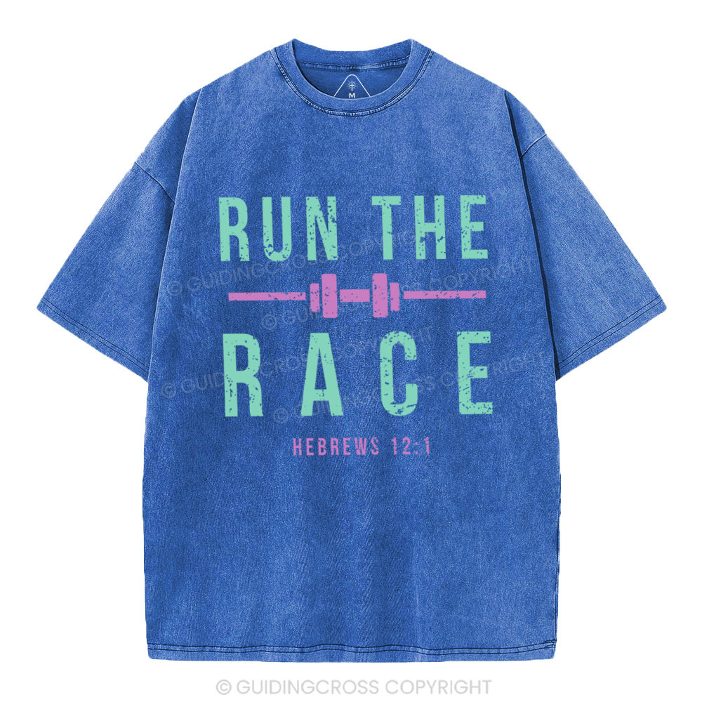 Run The Race Christian Washed T-Shirt
