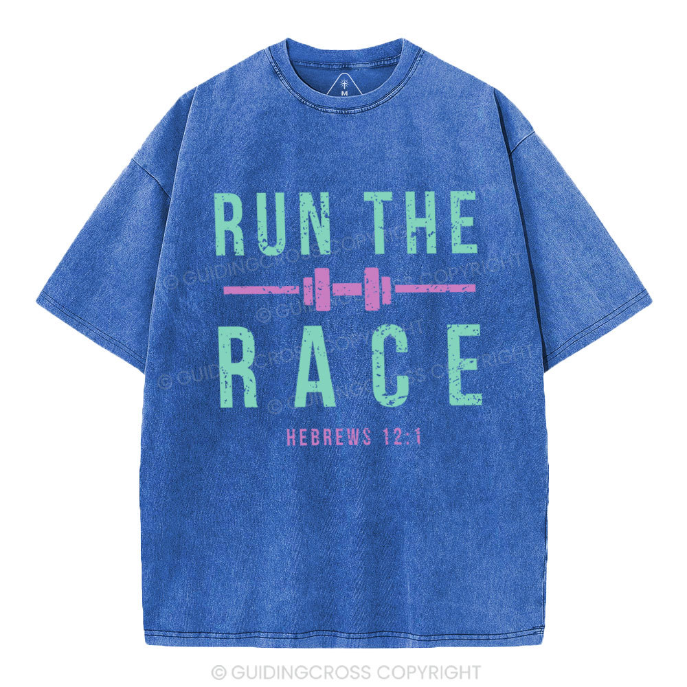 Run The Race Christian Washed T-Shirt