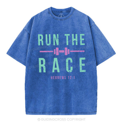 Run The Race Christian Washed T-Shirt