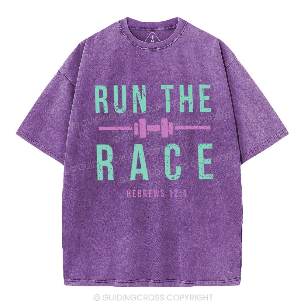 Run The Race Christian Washed T-Shirt