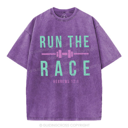 Run The Race Christian Washed T-Shirt