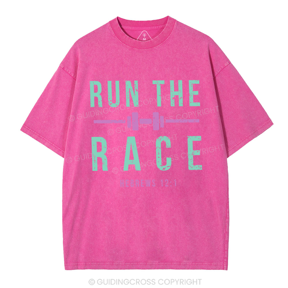 Run The Race Christian Washed T-Shirt