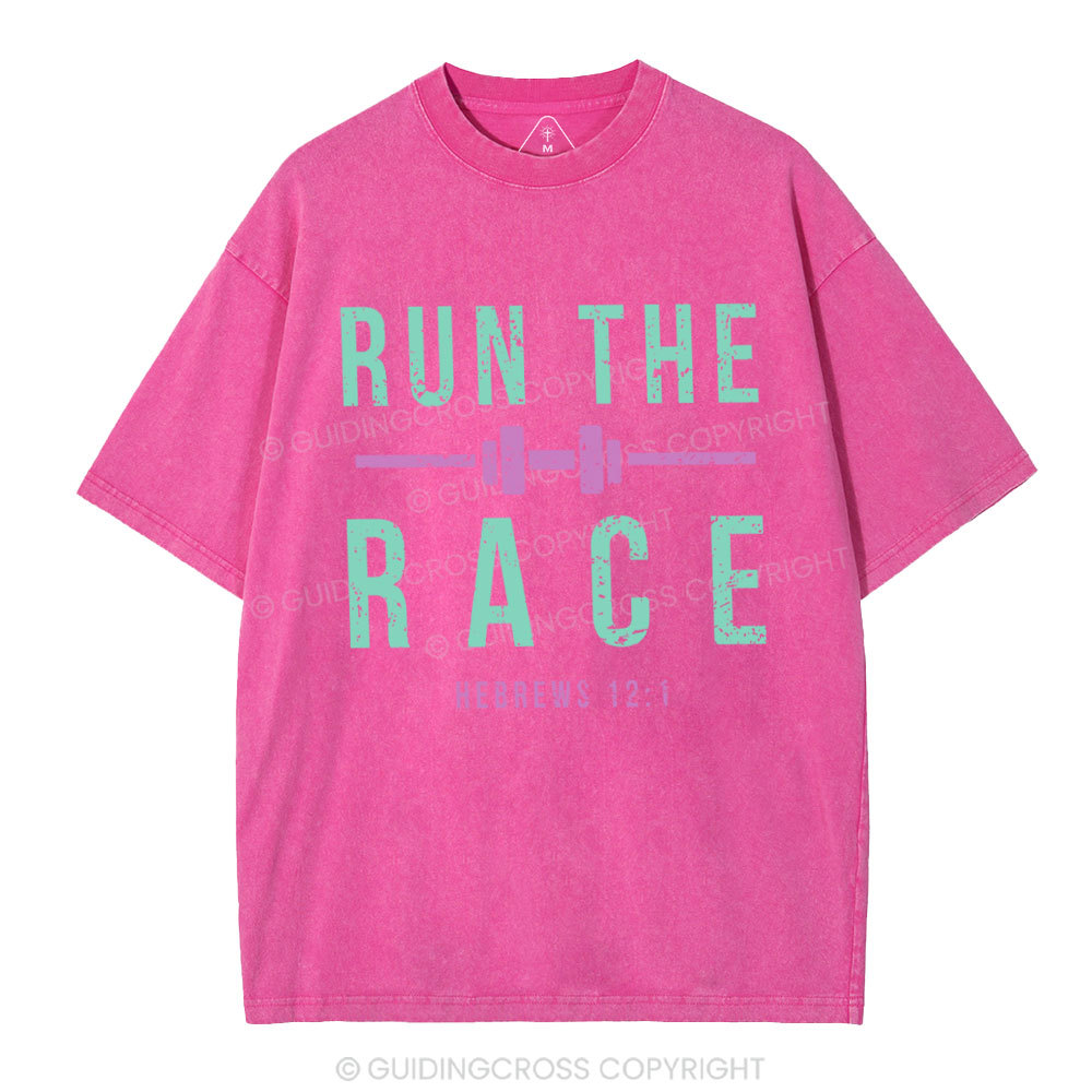 Run The Race Christian Washed T-Shirt