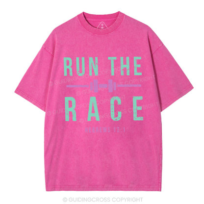 Run The Race Christian Washed T-Shirt