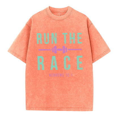 Run The Race Christian Washed T-Shirt