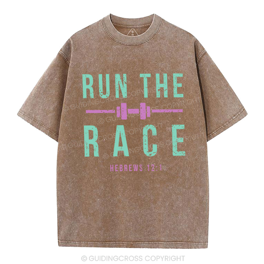 Run The Race Christian Washed T-Shirt