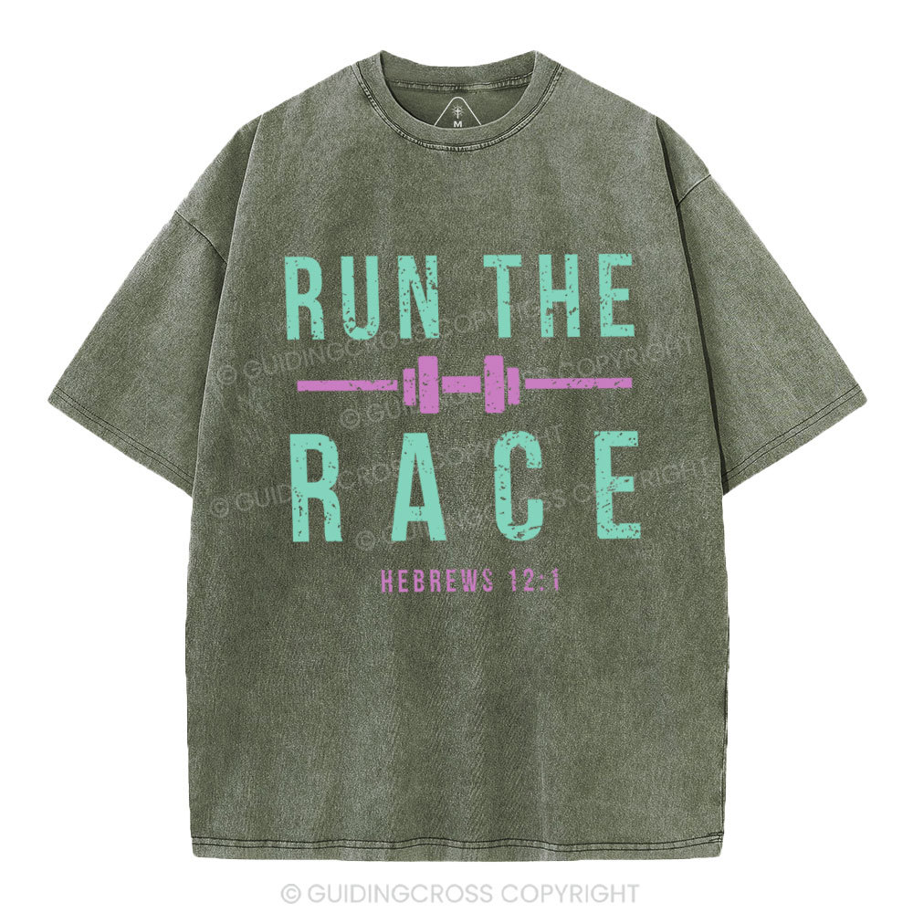 Run The Race Christian Washed T-Shirt