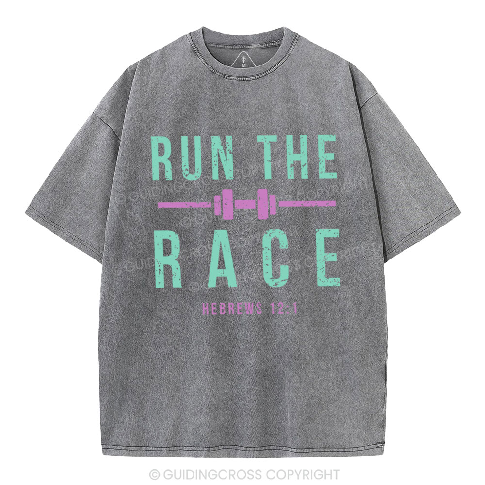 Run The Race Christian Washed T-Shirt