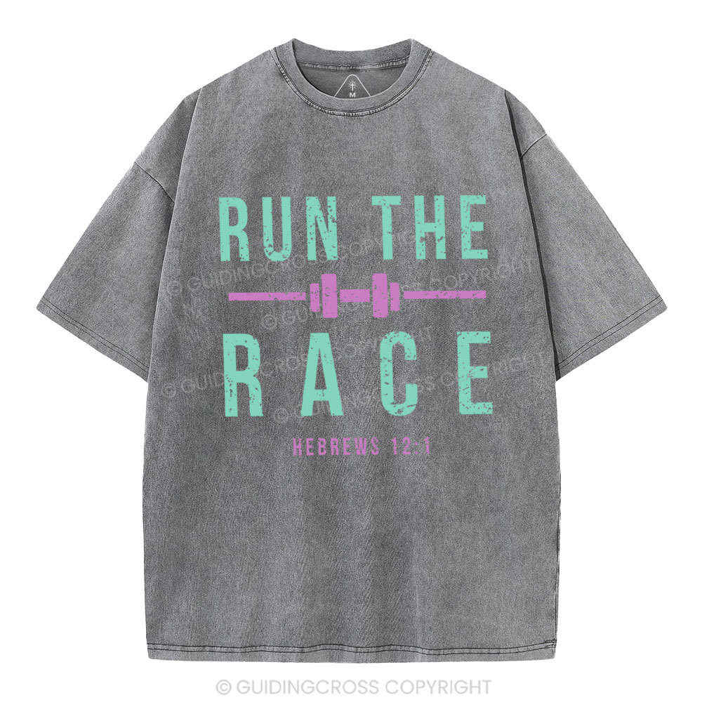 Run The Race Christian Washed T-Shirt