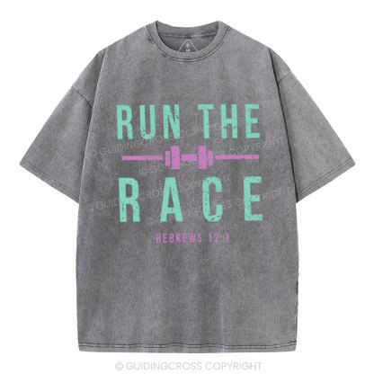 Run The Race Christian Washed T-Shirt