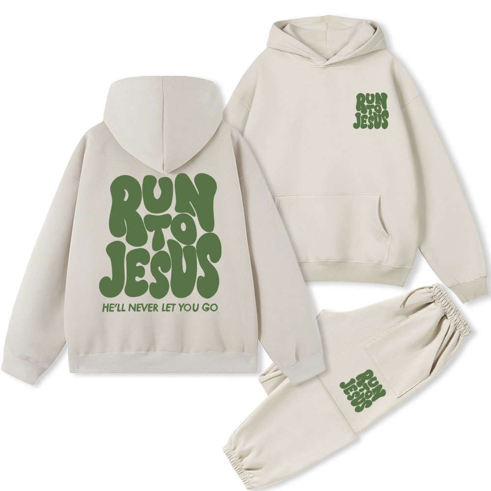 Run To Jesus Christian Fleece Hoodie Set