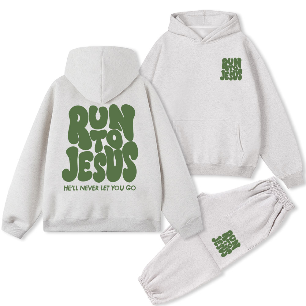 Run To Jesus Christian Fleece Hoodie Set