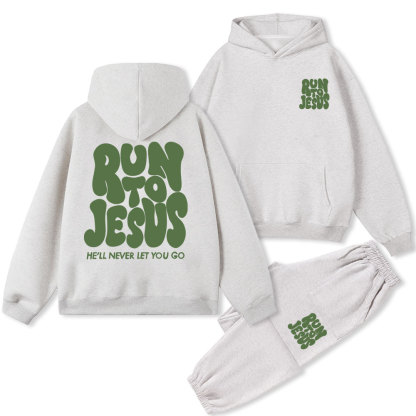 Run To Jesus Christian Fleece Hoodie Set