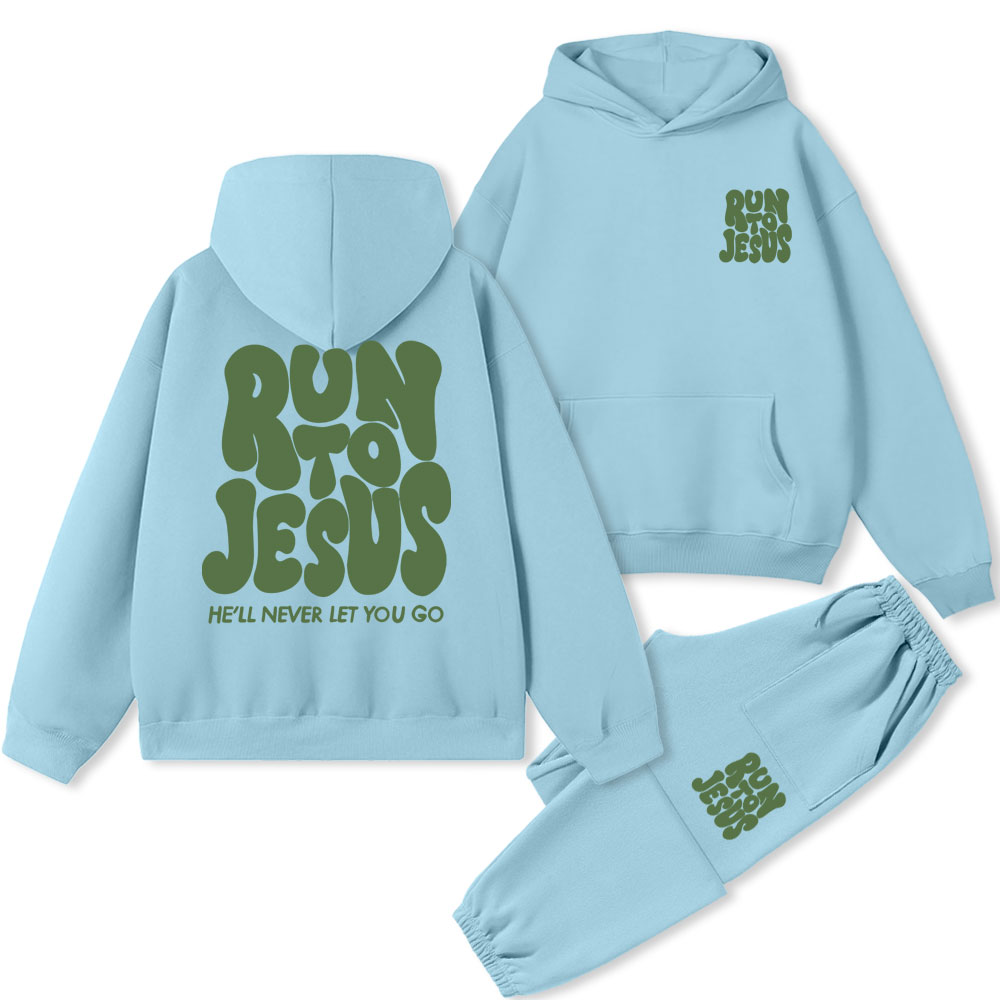Run To Jesus Christian Fleece Hoodie Set