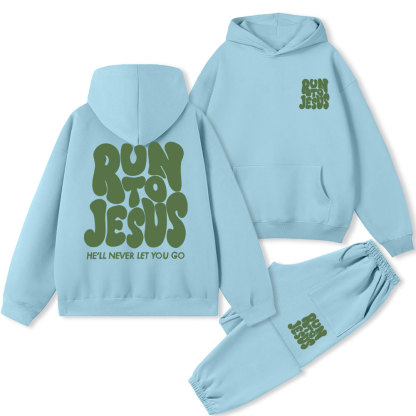 Run To Jesus Christian Fleece Hoodie Set