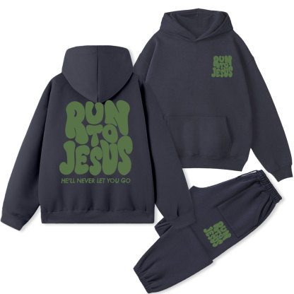 Run To Jesus Christian Fleece Hoodie Set