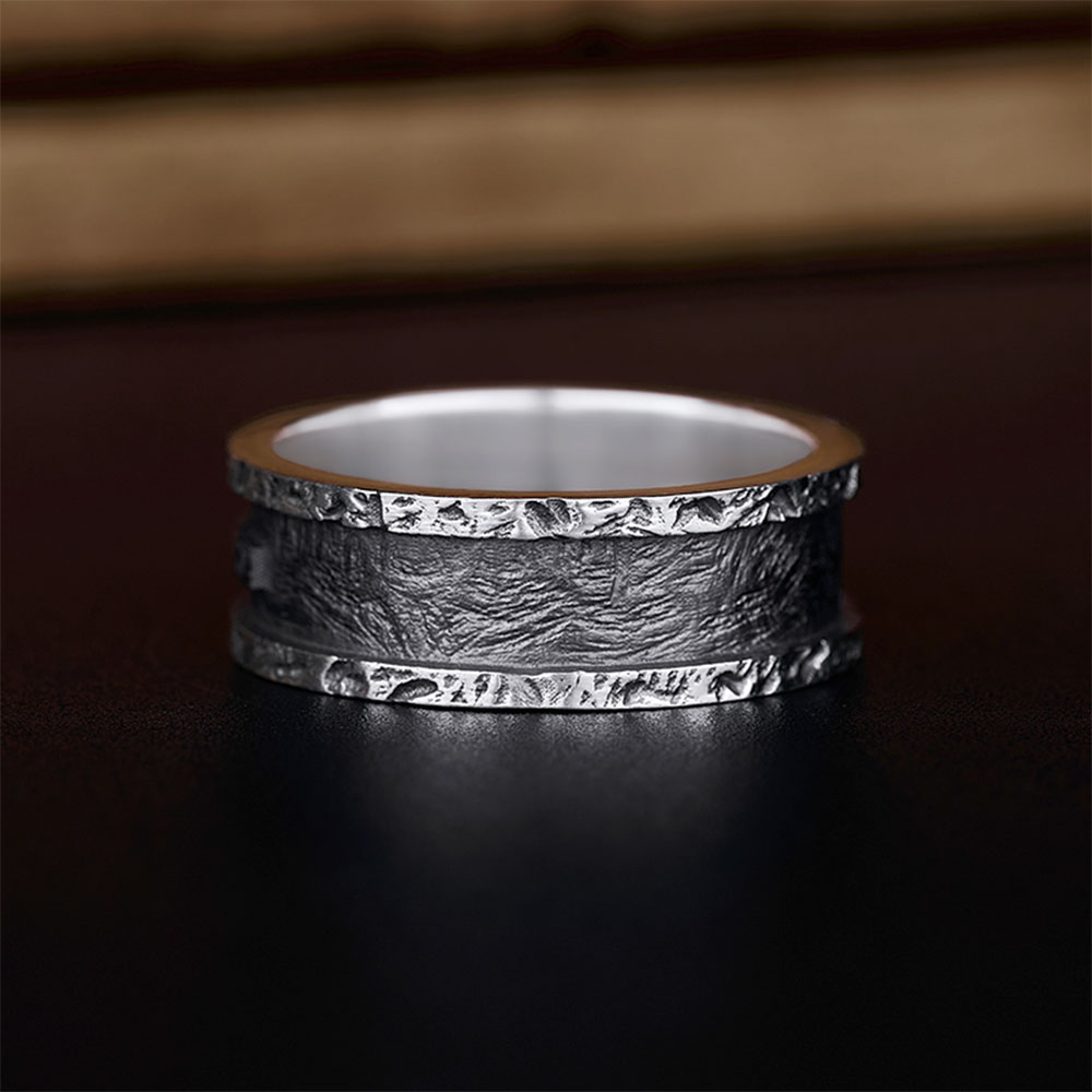 Rustic Cross Ring Christian Sterling Silver Band Ring