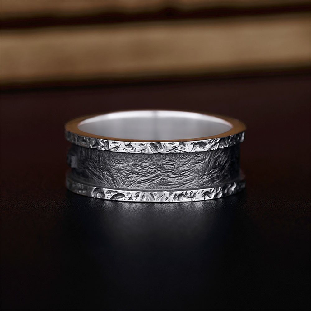 Rustic Cross Ring Christian Sterling Silver Band Ring
