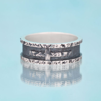 Rustic Cross Ring Christian Sterling Silver Band Ring