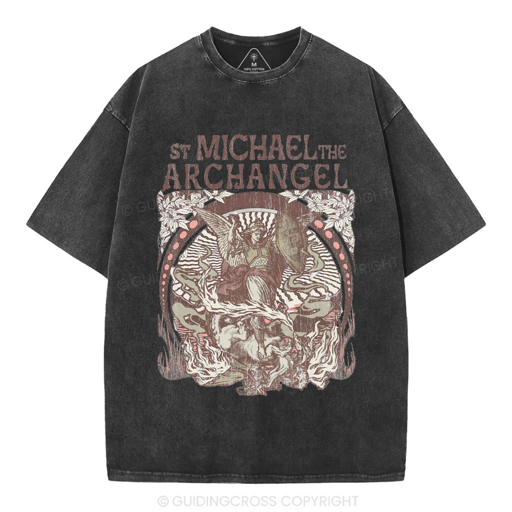 ST Michael The Archangel Christian Washed T-Shirt