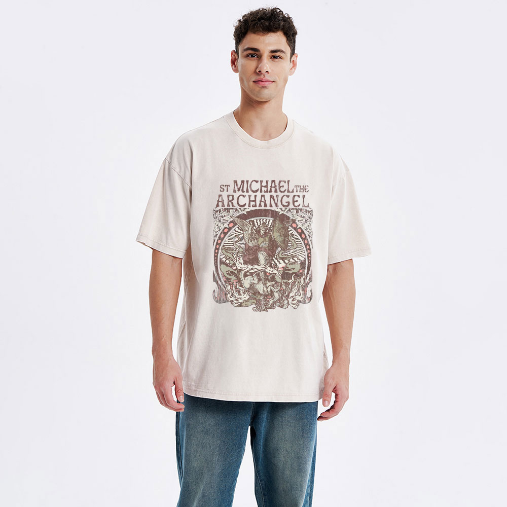 ST Michael The Archangel Christian Washed T-Shirt