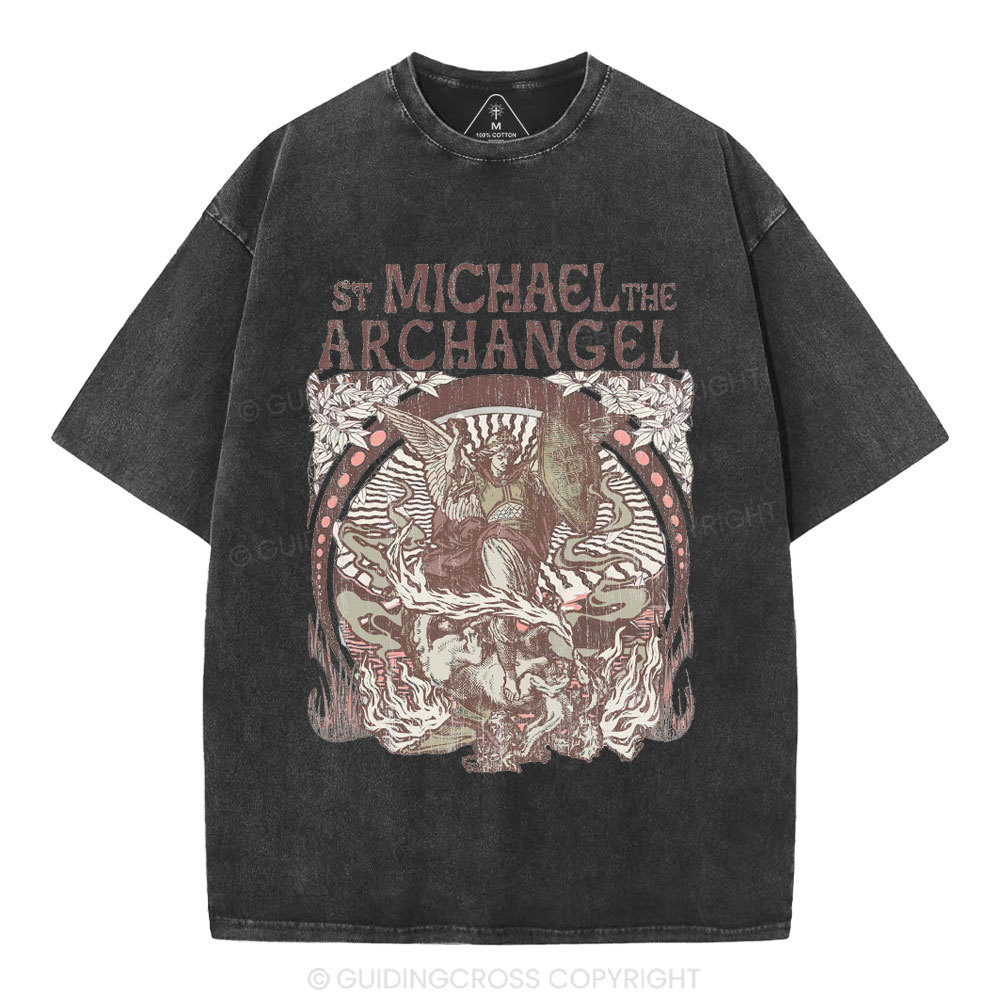 ST Michael The Archangel Christian Washed T-Shirt