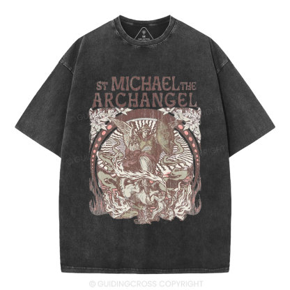 ST Michael The Archangel Christian Washed T-Shirt