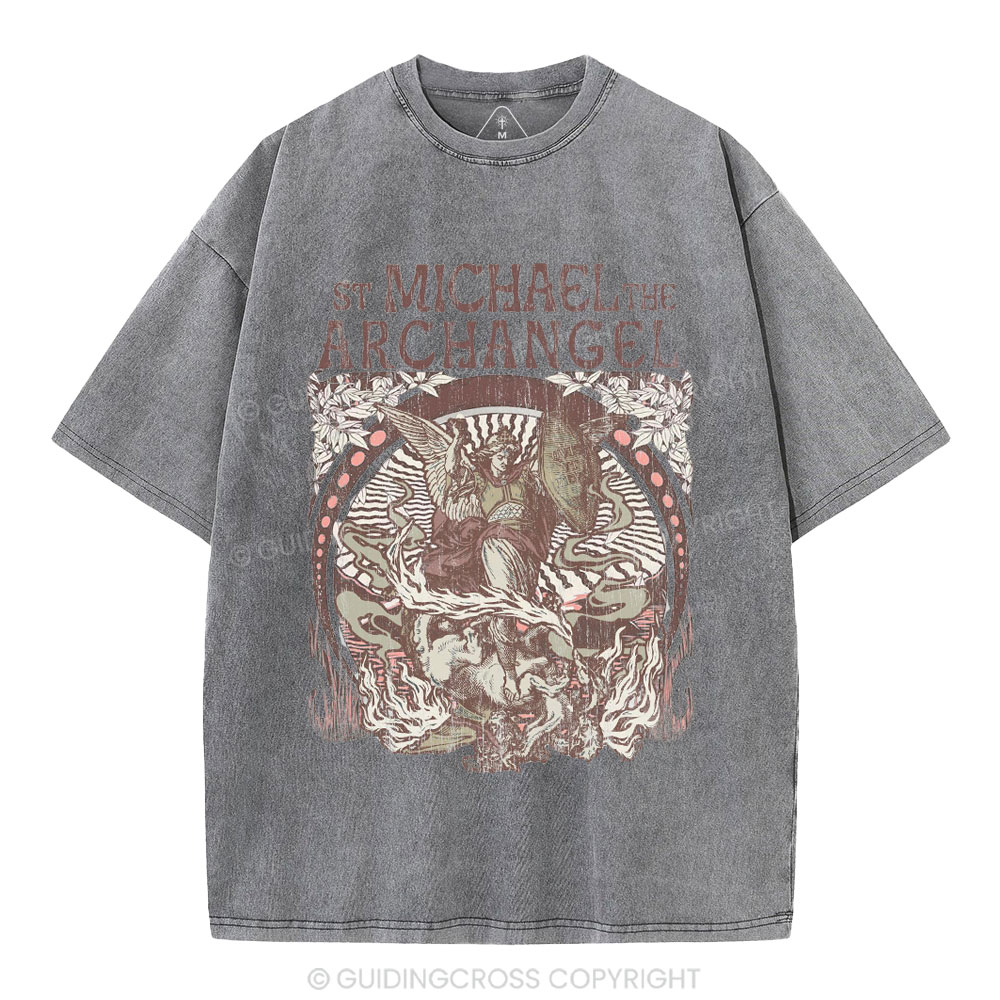 ST Michael The Archangel Christian Washed T-Shirt