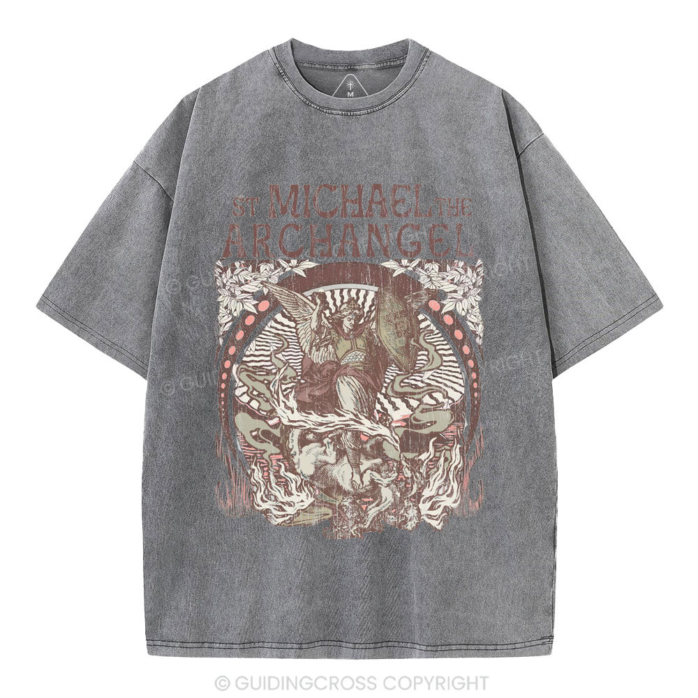 ST Michael The Archangel Christian Washed T-Shirt