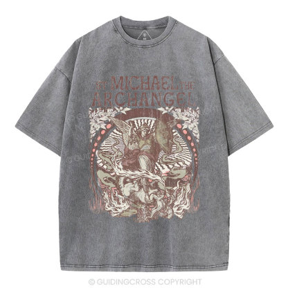 ST Michael The Archangel Christian Washed T-Shirt